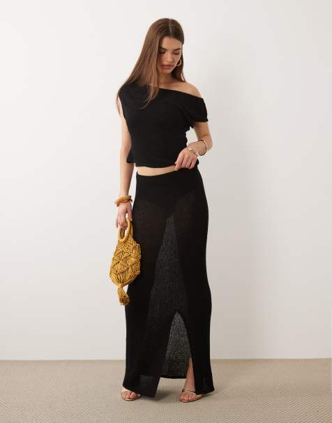 TALA beach knit maxi skirt in black - BLACK - view 1