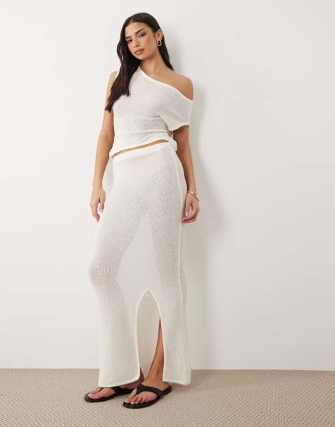TALA beach knit maxi skirt in ivory - IVORY - view 1
