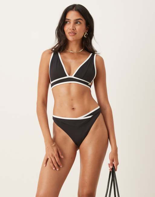 Tala - Bikini nero con scollo profondo e dettagli a contrasto