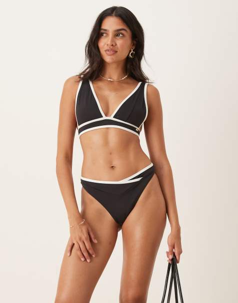 Tala - Bikini plongeant à bords contrastants - Noir - view 1
