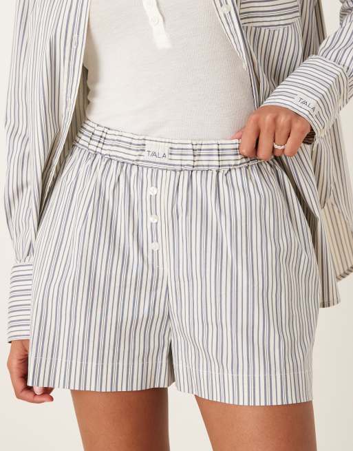 Tala – Blårandiga shorts i poplin, 5 av 5