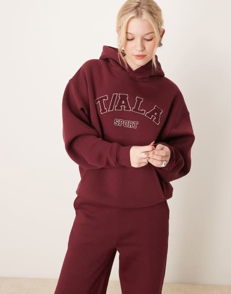 Tala – Bordowa bluza z kapturem oversize z logo - view 1
