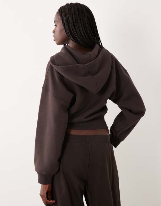 TALA cocoon zip through hoodie in americano, 2 of 4