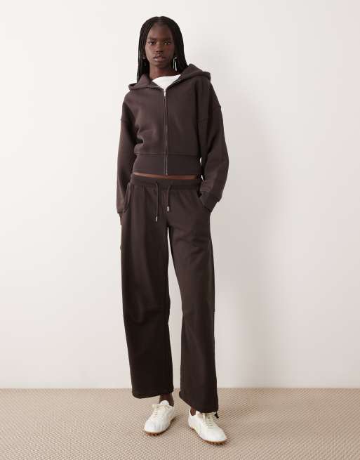 TALA cocoon zip through hoodie in americano, 3 of 4