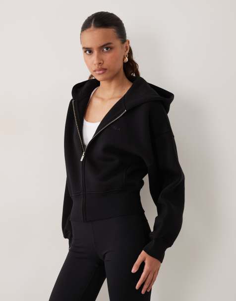 TALA cocoon zip through hoodie in black - view 1