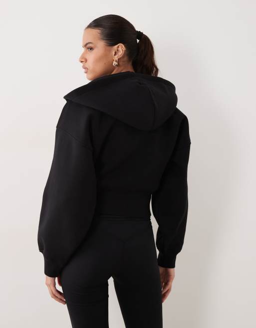 TALA cocoon zip through hoodie in black, 4 of 4