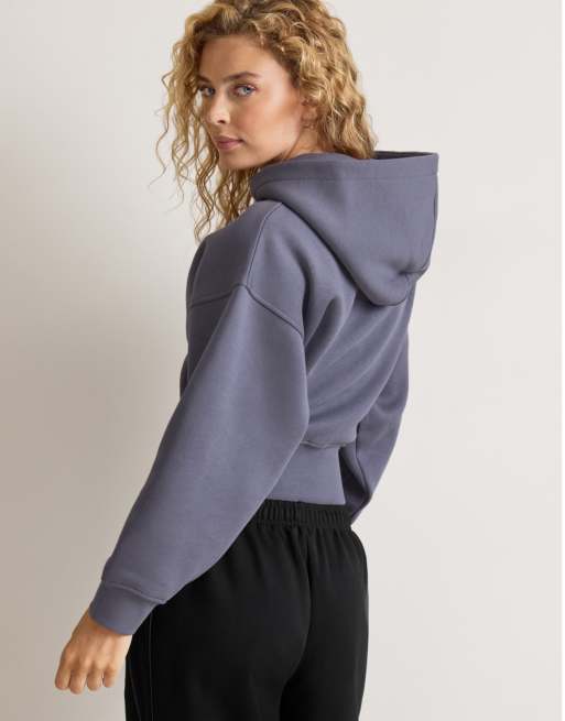 TALA Cocoon zip through hoodie in blue, 3 of 4