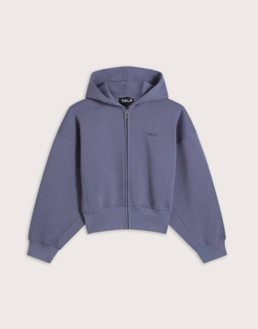 TALA Cocoon zip through hoodie in blue, 4 of 4