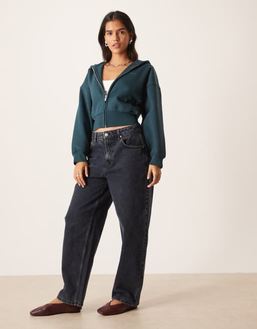TALA cocoon zip through hoodie in deep teal - BROWN, 2 of 4