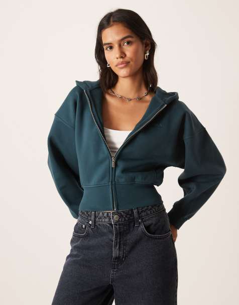 Tala cocoon zip through hoodie in deep teal - view 1
