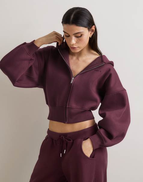 Tala Cocoon zip through hoodie in fig - view 1