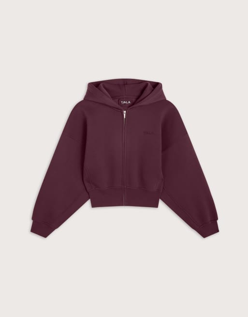 TALA Cocoon zip through hoodie in fig, 2 of 3