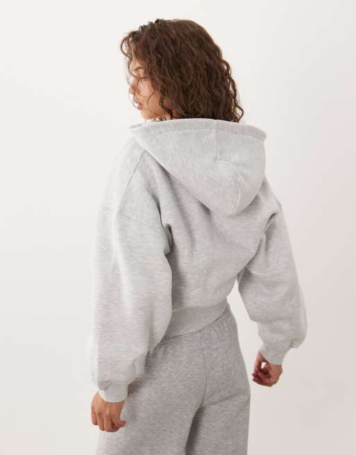 TALA cocoon zip through hoodie in grey marl, 4 of 4