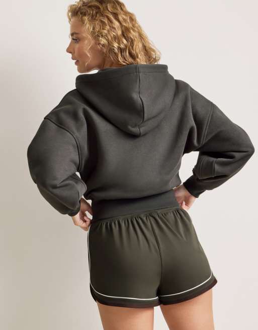 TALA Cocoon zip through hoodie in olive green, 3 of 4