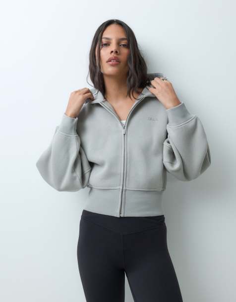 TALA cocoon zip through hoodie in soft sage - view 1