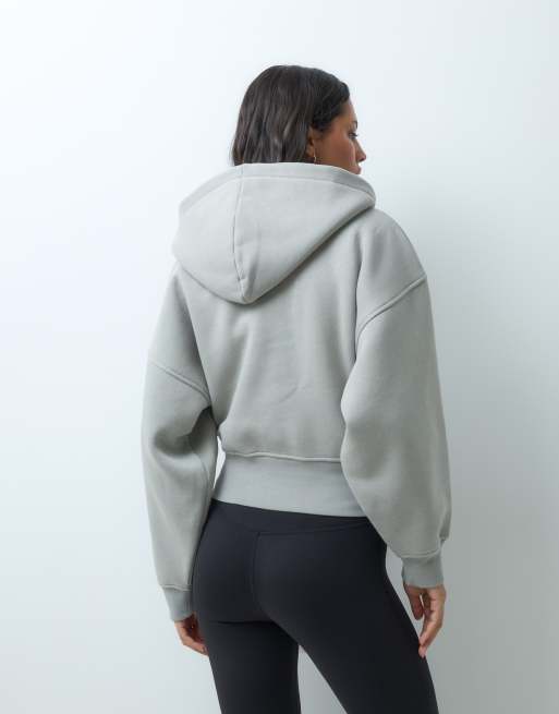 TALA cocoon zip through hoodie in soft sage, 5 of 5