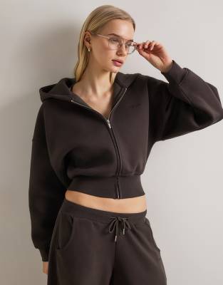 Tala Cocoon zip up hoodie in americano