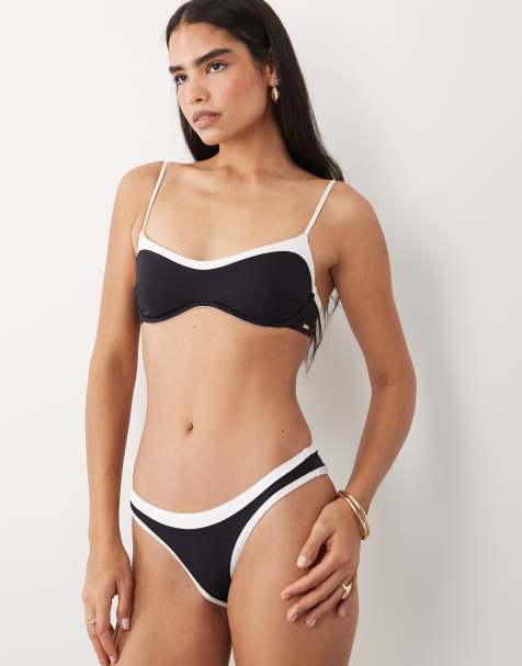 TALA contrast mid rise bikini bottoms in shadow black - BLACK - view 1