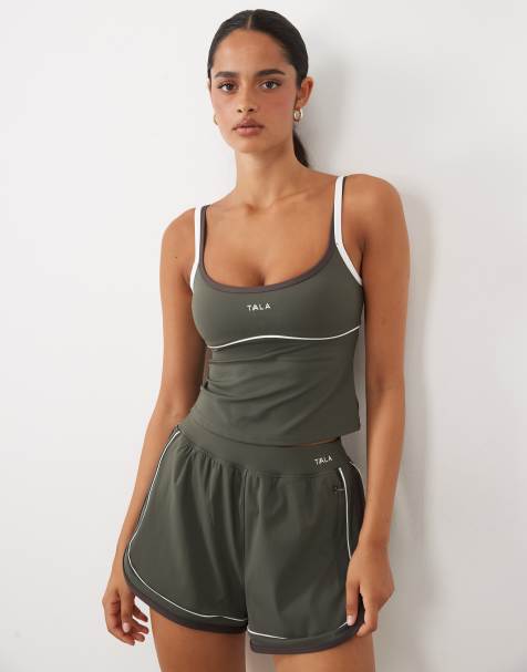 TALA contrast retro running set in olive - view 1