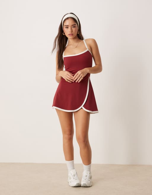 Tala contrast tennis dress in wine