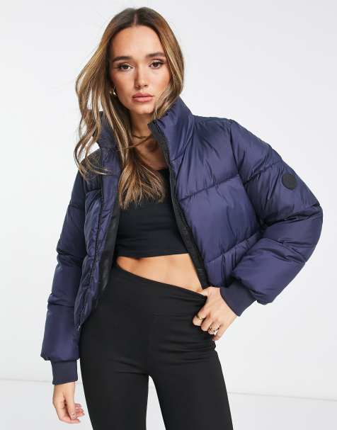 Tala cropped puffer jacket in navy - view 1