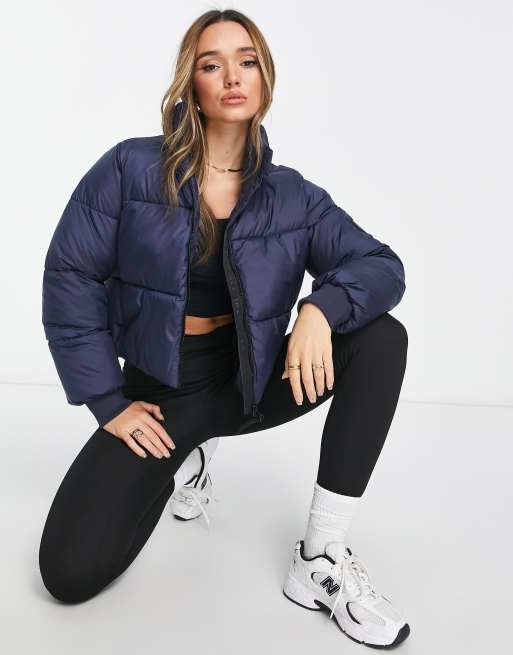 Navy cropped store puffer jacket