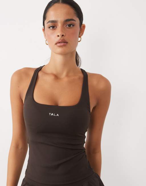 TALA cross back singlet in americano, 2 of 4