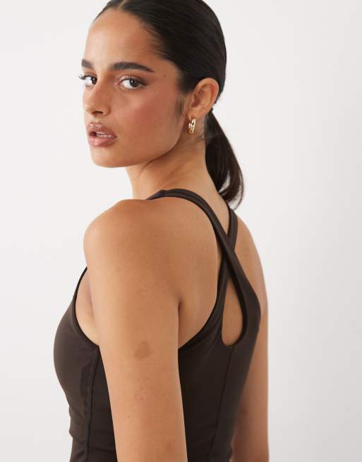 TALA cross back singlet in americano, 3 of 4