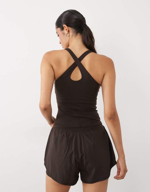 TALA cross back singlet in americano, 4 of 4