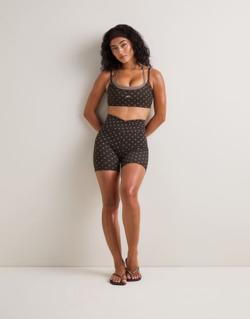 TALA DayFlex double layer sports bra in brown polka dots, 3 of 4