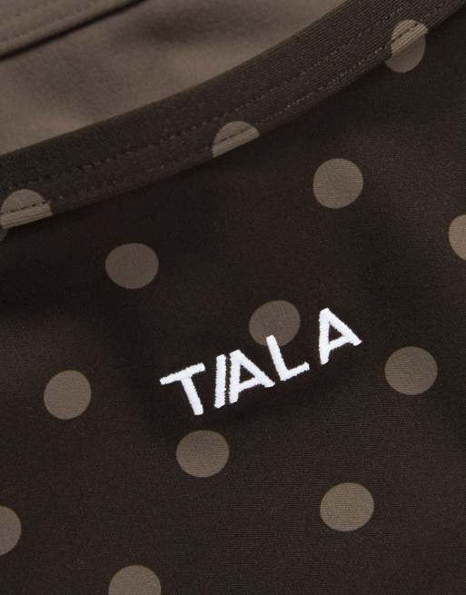 TALA DayFlex double layer sports bra in brown polka dots, 4 of 4