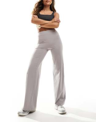 DayFlex high waist wide leg flared yoga pants in taupe-Brown