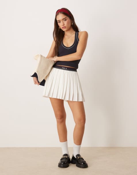 Tala DayFlex logo pleated skort in cream