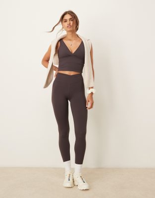 TALA - DayFlex - Leggings in Braun mit gewickeltem Bund-Brown