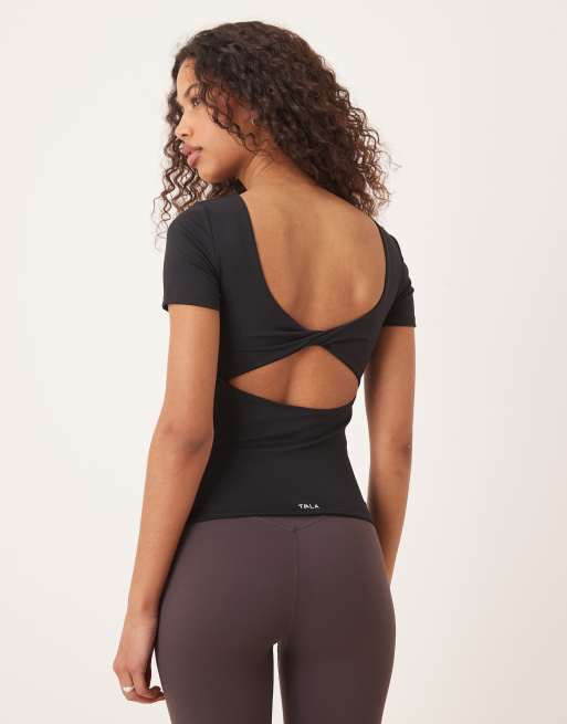 Tala DayFlex Twist Back Full Length Tee in black