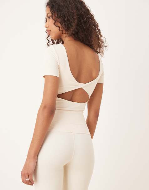 Tala DayFlex Twist Back Full Length Tee in cream - view 1