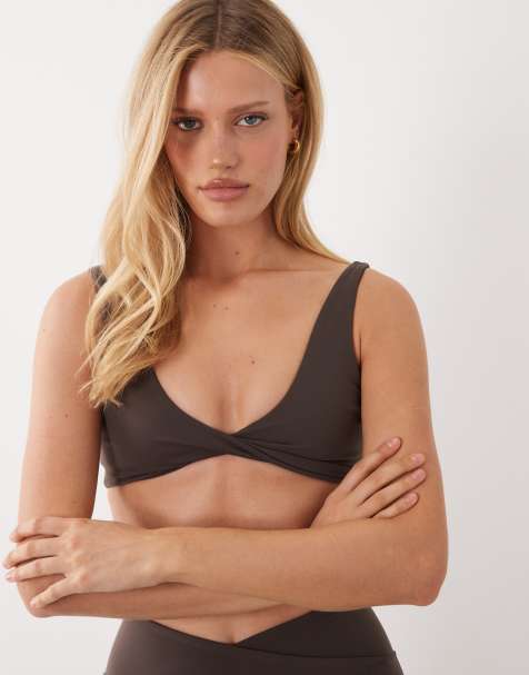 Tala DayFlex twist front sports bra in mocha brown - view 1