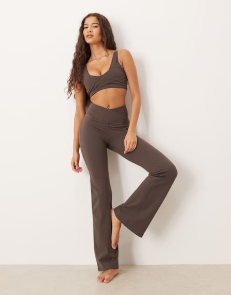 Tala DayFlex wrap flared yoga pant in deep taupe - view 1