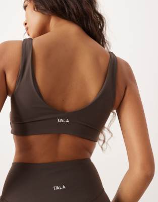 Tala DayFlex wrap front sports bra in mocha brown