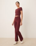 [Tala] Tala DayFlex wrap high waisted flared yoga pants in burgundy M BURGUNDY