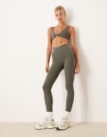 [Tala] Tala DayFlex wrap high waisted leggings in dark olive-Green XL KHAKI