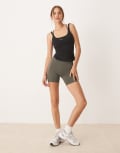 [Tala] Tala DayFlex wrap high waisted shorts in dark olive-Green 8-10 KHAKI