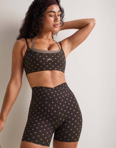 TALA DayFlex wrap shorts in brown polka dot - view 1