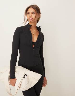 DayFlex zip through running jacket in black