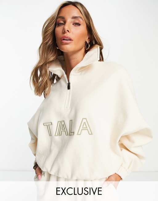 TALA – Doze – Bluza z zamkiem błyskawicznym pod szyją w kolorze kamiennego beżu – tylko w ASOS