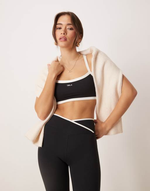 Tala Elevated Athletics Adjustable strap bandeau bra in black