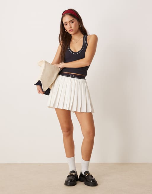 Tala Elevated Athletics striped logo skort in cream