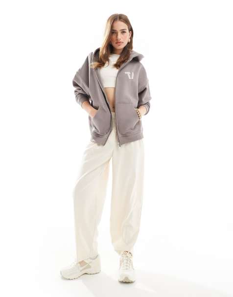 Tala - Felpa con cappuccio marrone oversize con zip - view 1