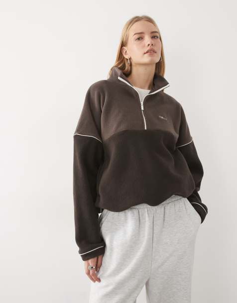 TALA Fleecejacke mit 1/4-Reißverschluss in Mokka-Braun - view 1