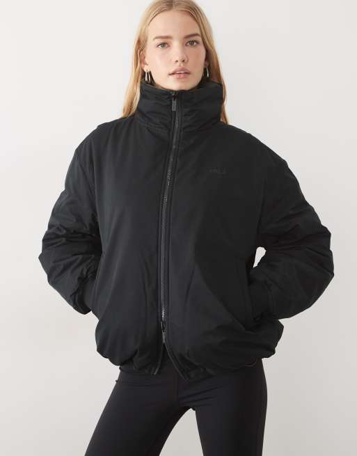 TALA funnel neck reversible bomber jacket in black and dark olive, 4 of 4